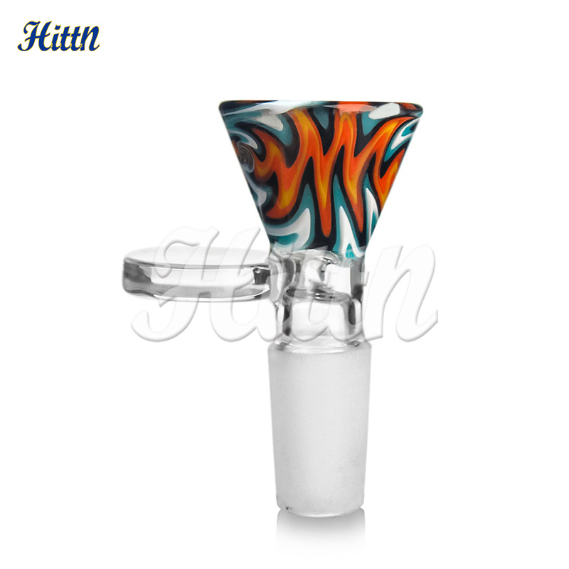 Grossist 14mm skål amerikansk färg hand blåst rök bong ört fast blomma skålbit för glas vatten rör bägare bong dab rig olje rigga slumpmässig färg