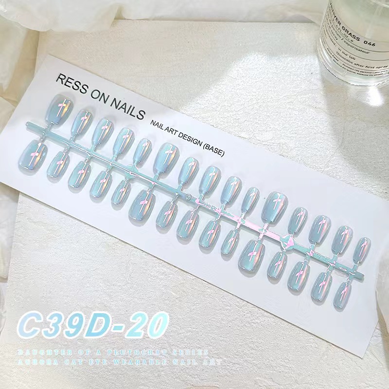 Groothandel 30 tips valse nagels opaal kleurrijk glinsterende glitter valse nagelstickers nail art tools set