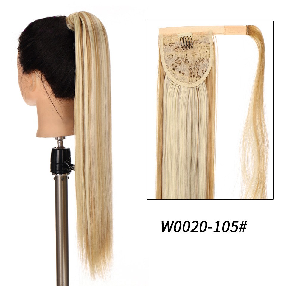 Women's 22" long straight synthetic hair ponytails natural-looking ponytail blone black synthetic hair extensions