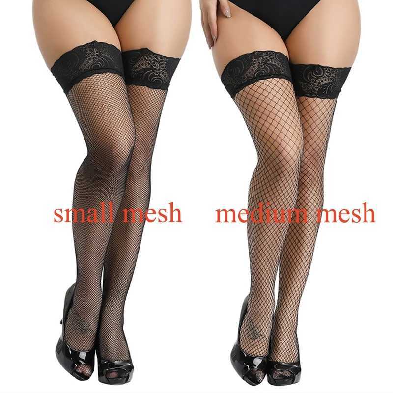 Sexy Socks Black White Red Lace Top Silicone Hold Up Thigh High Stockings Women Sexy Fishnet Transparent Lingerie Hot Pole Dance Clubwear 240416