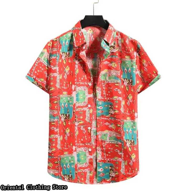 Men's Casual Shirts Hawaiian short-sleeved mens summer shirt 3D printed flower outdoor vacation casual clothing comfortable and breathable 24416