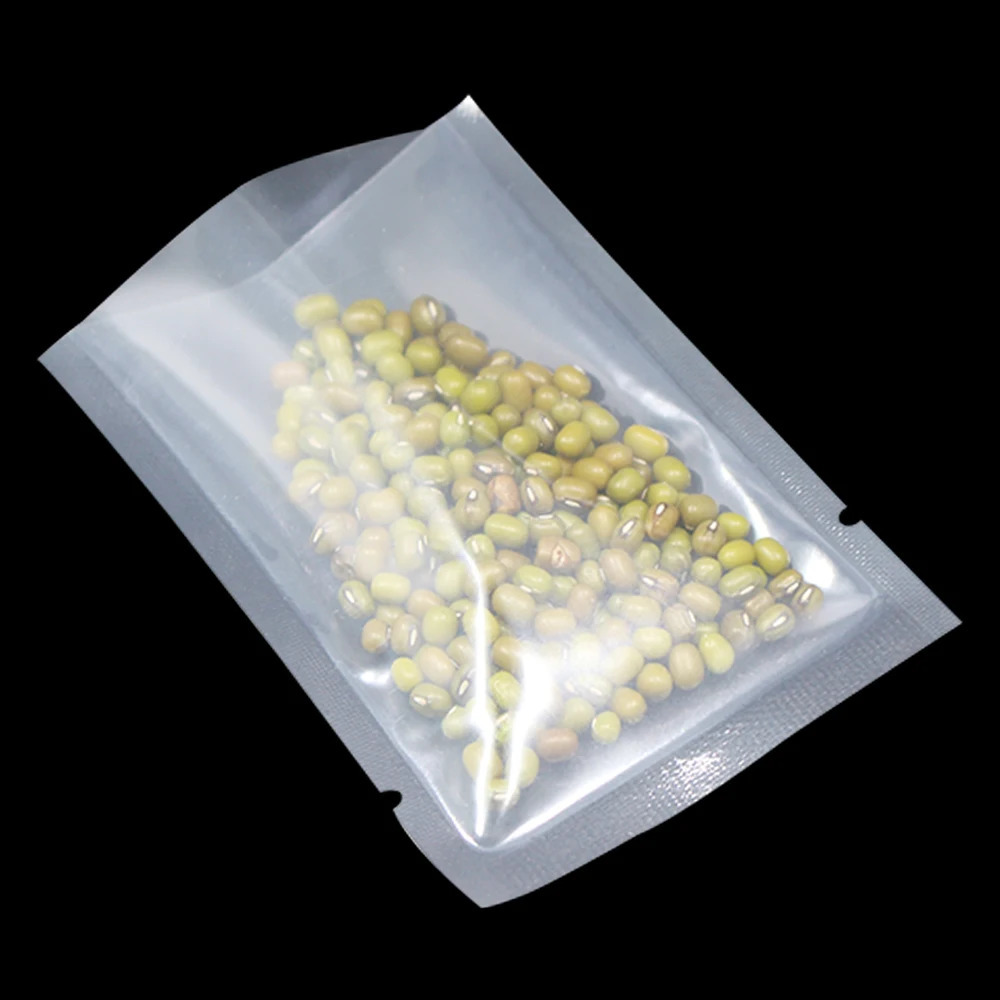 Clear Nylon Vacuum Bag Open Top Heat Seal Tear Notch Sugar Plastic Nut Bean Spice Dog Food Tea Storage Pouches 240408