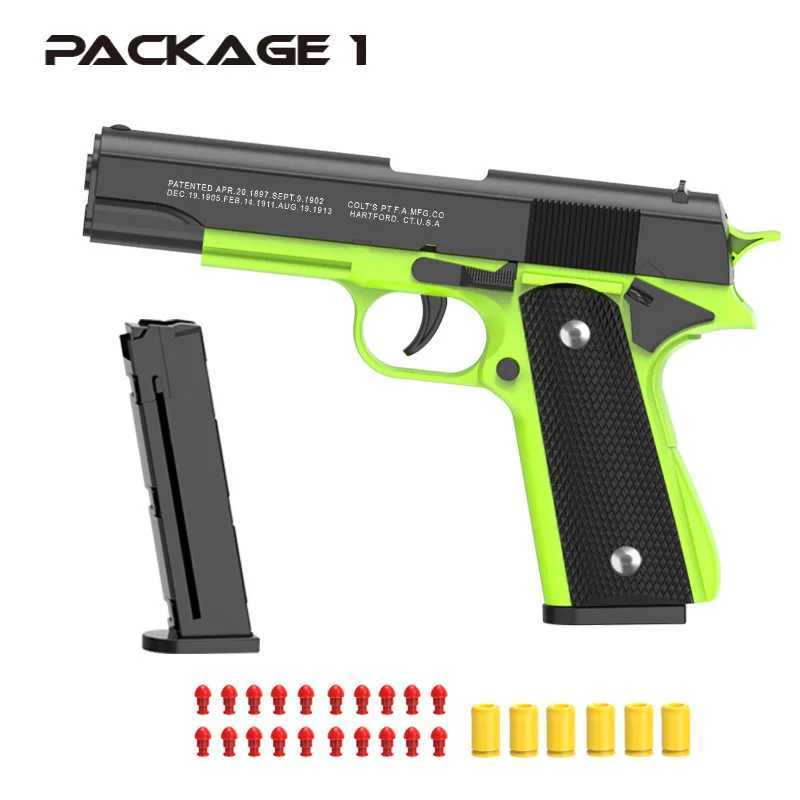 Gun Toys 2024. Аутоматический Colt 1911 Shell Eger Eceer Pistol Pistol Toy Guns.G17 Pistol Armas Children CS Shoot Gun Toy 240417