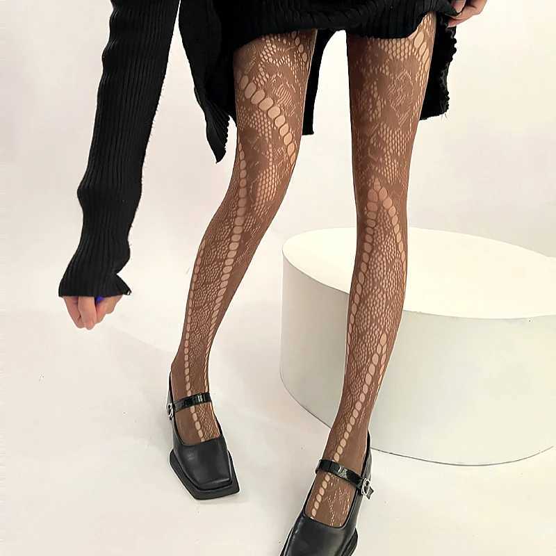 C8VD Sexiga Socks Fishnet Tights Strumpor Sexig Jacquard Floral Leggings Pantyhose Gothic Summer Hollow Mesh Spets Tights For Women Girls Hosiery 240416