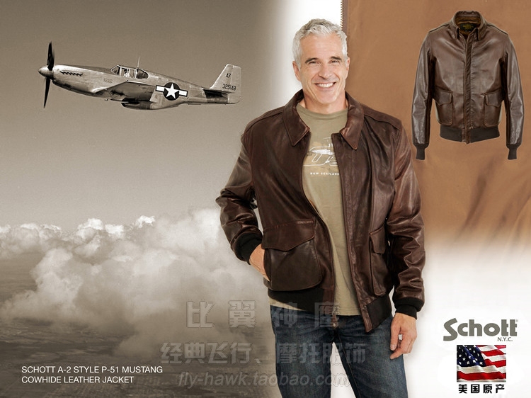 Męskie kurtki American Schott Cowhide Slim Fighter Flight Flight