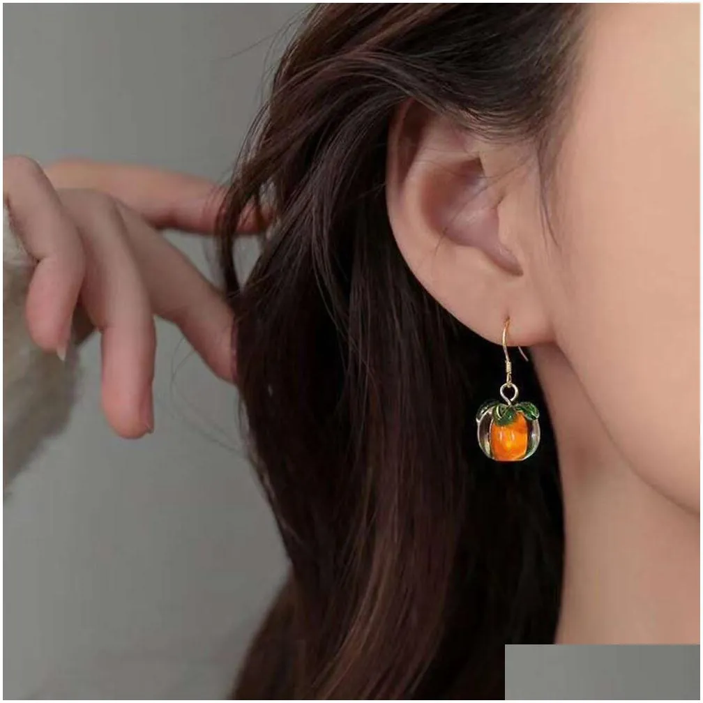 New Persimmon Ruyi for Women with A Small and Elegant Style, Light Internet Red Earhook Earrings