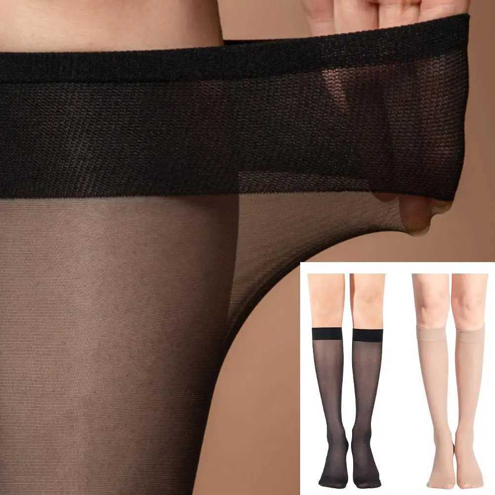 Sexy Socks Womens Sexy Ultra-Thin Silky Socks Polka Dot Mid-Calf Stockings Transparent Black Nude Ladies Elastic Stocking 240416