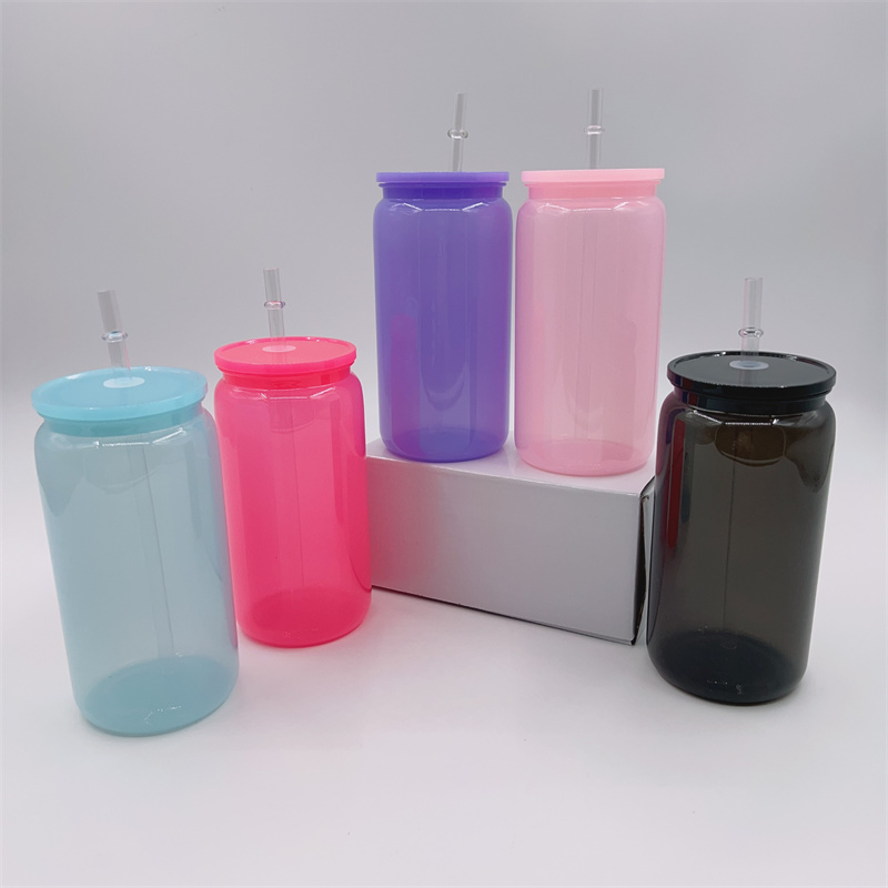 Gelée colorée 16oz en plastique canettes tasses unbreakabea acrylique gobelet réutilisable bpa bpa gobeille gingis