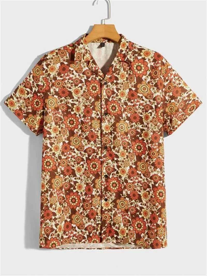 Camicie casual maschile gatti camicie da colletto cubano maschi estivi vintage elementi shirt hawaii abbigliamento da spiaggia esterni esterni in alto 240416