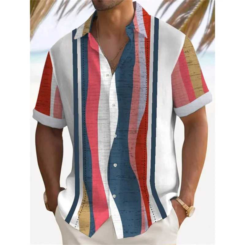 Camisas casuais masculinas venderam mensagens 3d abstrato listras de alta qualidade Sweethirs havaianas de grandes dimensões de grandes dimensões 240416