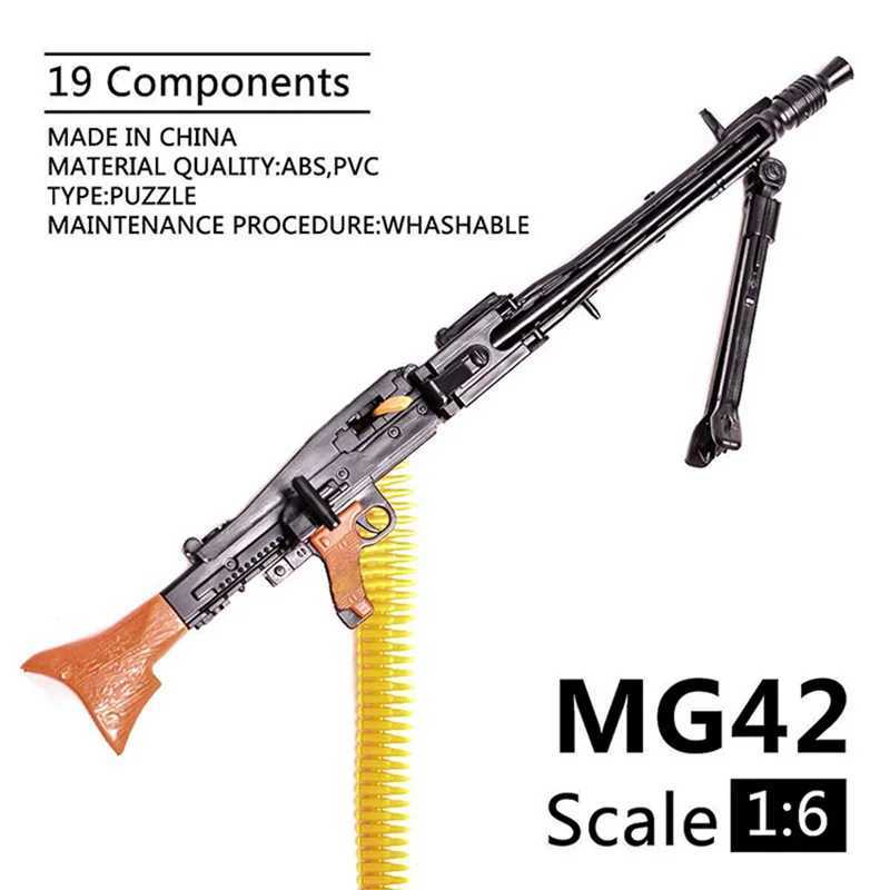 Gun Toys 1/6 Skala AK47 AK74 MG42 Plastblock Toy Machine Machine Launcher Militär 4D -modell för 12 tums action Figur 240417