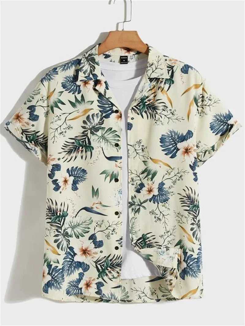 Herren lässige Hemden Katzengedruckte kubanische Kragenhemden für Herren Sommer Vintage Elements Hemd Hawaii Beach Kleidung Outdoor Street Lose Top 24416