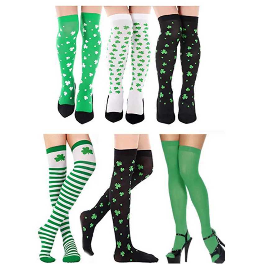 Sexy sokken 2021 Nieuwe dames sokken sexy kousen groen klaver irish dag St. Patricks Day carnaval kousen groothandel 240416