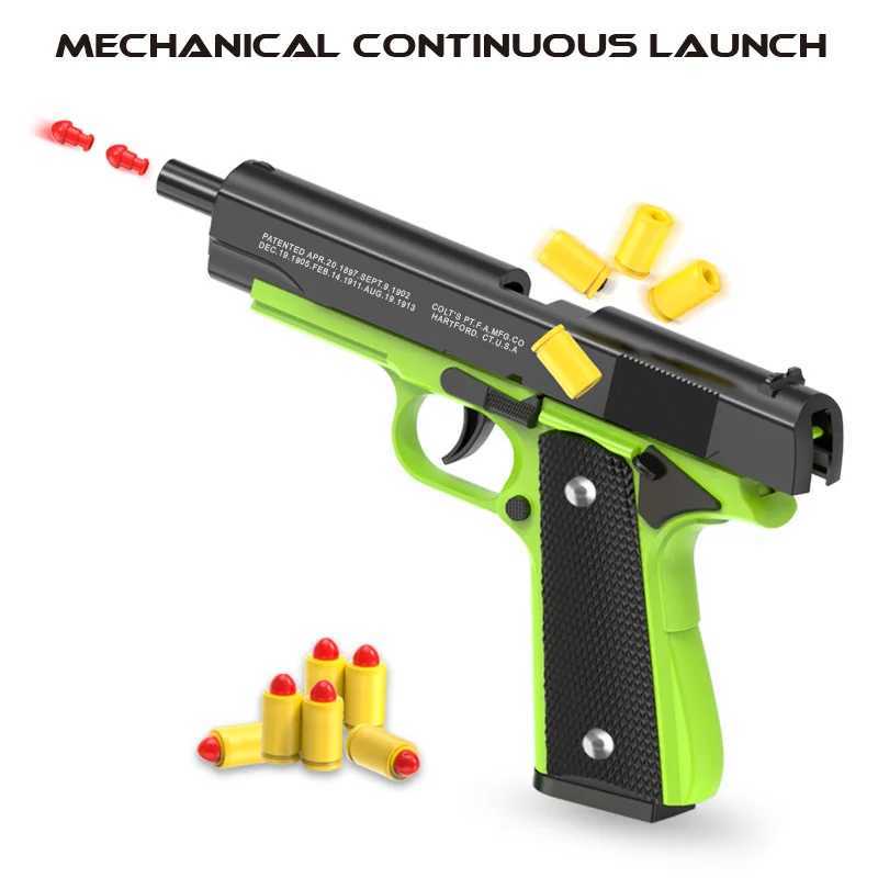 J2JI Gun Toys 2024.Automatisk Colt 1911 Shell Ejection Gun Pistol Toy Guns. G17 Pistol Armas Children CS Shooting Gun Toy 240417