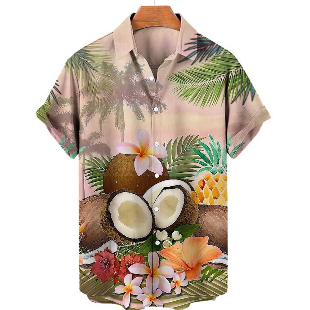 Herren -Freizeithemden Sommerhemd Hawaiian für Männer Strand Urlaub Kurzarm Tops Herren Bluse Fashion Camisas de Hombre Kleidung XL 24416