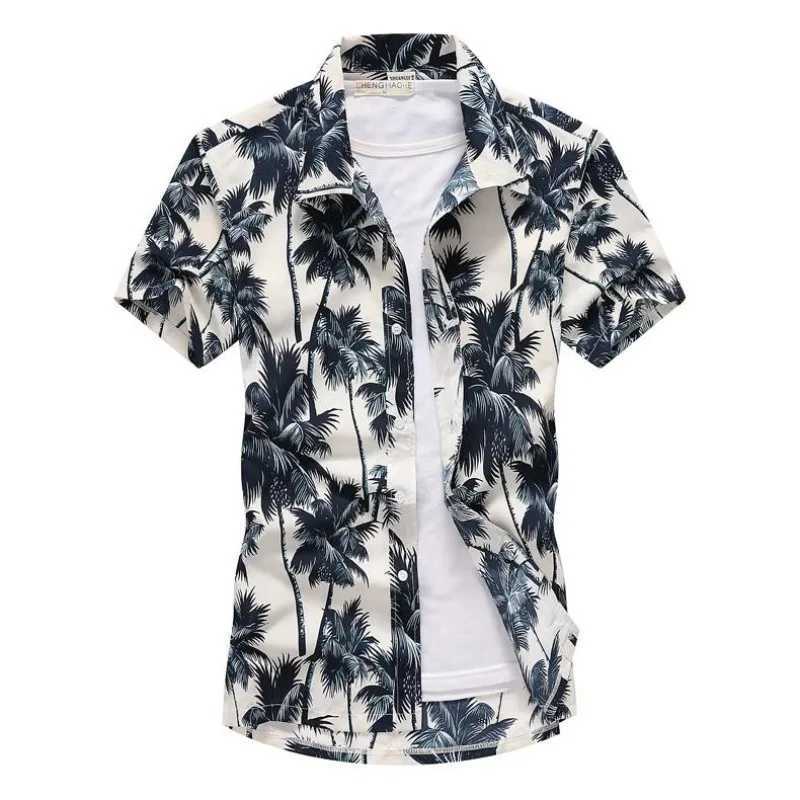 Camisas casuales para hombres para hombres de verano collar hawaiano botón de manga corto