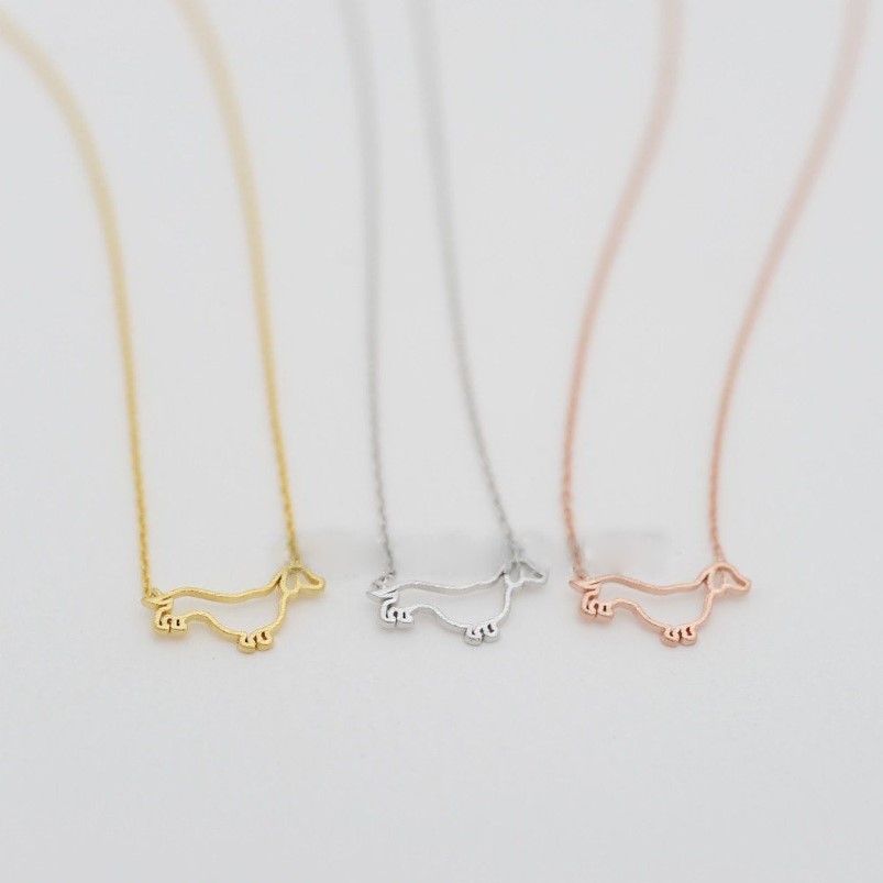 Fashion dachshunds pendant necklaces Dog frame pendant necklaces Lovely animal series plated gold necklaces for women273t