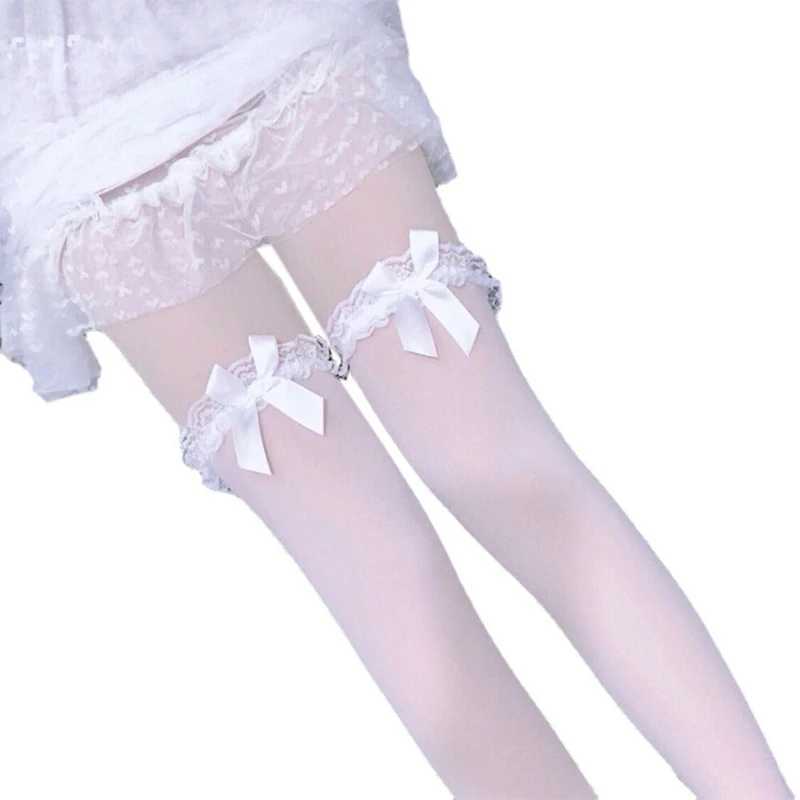 2P41 Сексуальные носки Женщины Сладкие сборочные кружевные вершины высокие чулки складывают сексуальные прозрачные шелковистые на колене