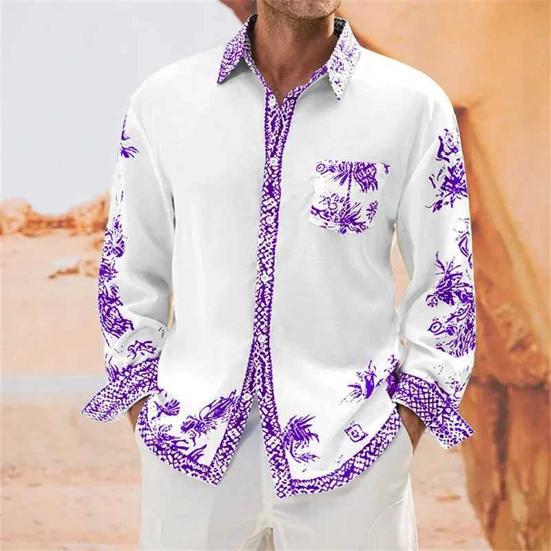 Camicie casual maschile 2024 MENS FASTANZA MASHIE COMETTO CASHITTA LUNGA LUNGA LUST 3D LION HD Flip Flip Button S-6XL Top 240416
