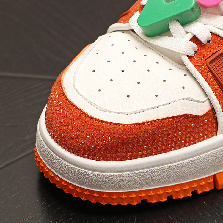 Nieuwe mannen Wit oranje strass patroon alle match merk schoenen causale flats loafers sport wandelende sneakers zapatos hombre
