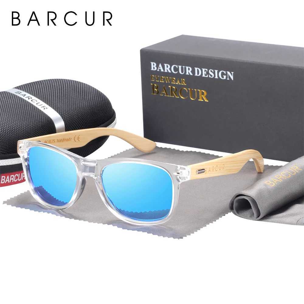 Sunglasses BARCUR Polarized Bamboo Sunglasses Men Wooden Sun Glasses Women Brand Original Wood UV400 Oculos De Sol 240416