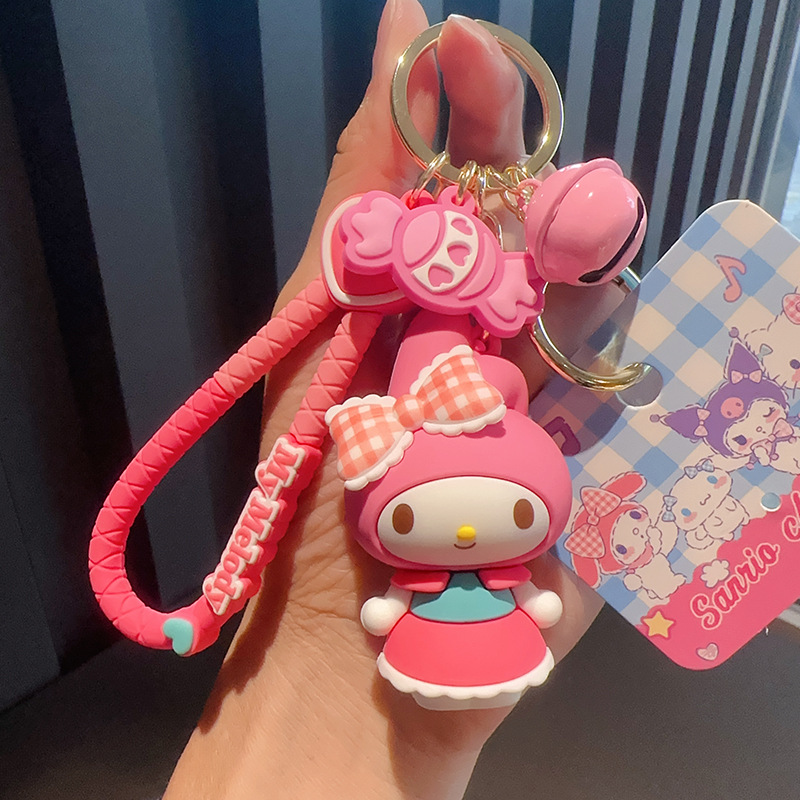 Creatieve en authentieke Frost Sugar Sweetheart Sanli, Gul Kuromi Doll Keychain, Parage Bag, Car Pendant, Cartoon Keychain