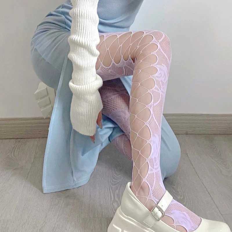 Seksi çorap gotik balık ağları çorapları lolita örgü taytlar kadınlar için çorunlar nettings panty çorap tozluk desen punk ile seksi iç çamaşırı 240416