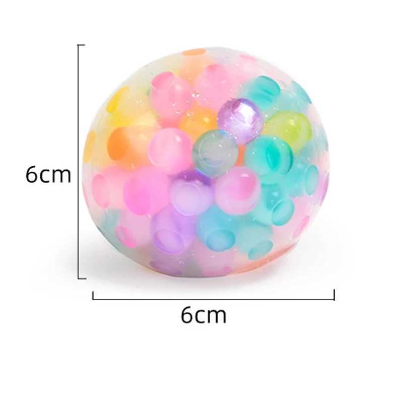 Decompression Toy 6cm Kids Exotic Pinch The Rainbow Bead Pressure Reducing Ball Vent Ball Decompression Toy TPR Pinch Le Grape Ball Adult ToysL2404