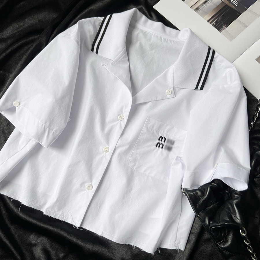 Women's tracksuit Spring/summer new preppy embroidered lettered lapel short-sleeved blouse elastic-pressed skirt age-reduction suit