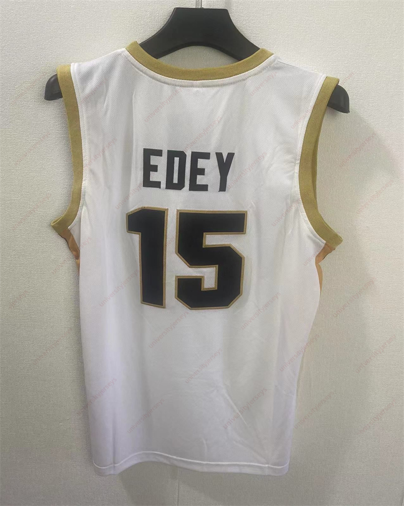 Purdue Boilermakers Basketbol Formaları 15 Zach Edey Beyaz Siyah Erkek Boyut Tüm Dikişli Formalar