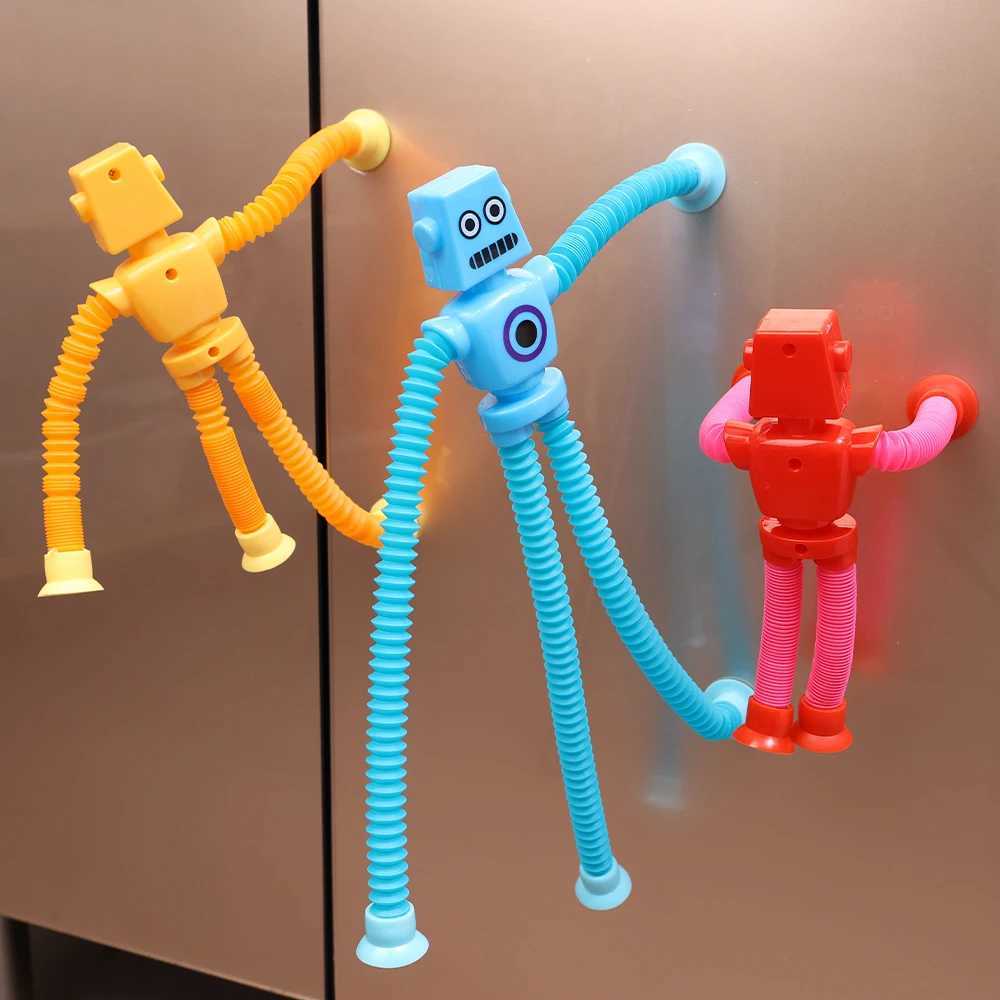 Decompressione giocattolo variabile divertimento cartone animato robot tubo telescopico giocattoli bambini puzzle aspirazione aspirazione giocattolo robot robot fai -da -te sollievo da stress telescopico toysl2404