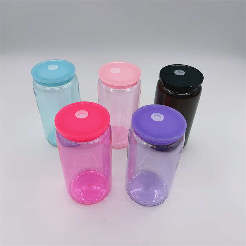 Coules en plastique de couleur claire 16 oz tasses Unbreakabea acrylique tublers réutilisable bpa bpa gobeurs gobeurs à boire des tasses de boisson froide avec des pailles pour les paies pour les wraps dtf UV