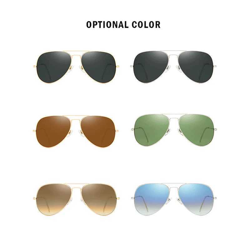 Okulary przeciwsłoneczne Nowe mody okulary przeciwsłoneczne Mężczyźni Mężczyzn Klasyczne szklanki pilotażowe soczewki Stal nierdzewna Rama Gradient Vintage Driving Eyewear UV40 24416