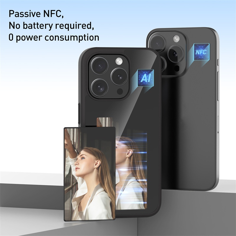 2024 Tiktok 핫 휴대폰 케이스 DIY 화면 프로젝션 NFC 잉크 디스플레이 커버 iPhone 15 Pro Max 14 13 Promax 하드 PC 플라스틱 소프트 TPU 케이스와 소매 상자