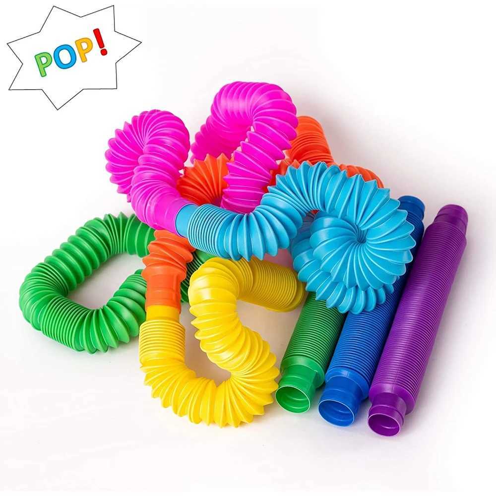 Decompression Toy Pop Tubes Sensory Toys Stress Relief for Kids Top ADHD Autism Fidget Toddler Travel Toy Gifts Idea Unique Boys GirlsL2404