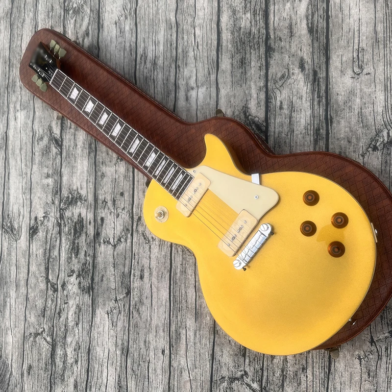 ギター2022ホットセラーエレクトリックギターゴールドパウダー光沢のある表面プロフェッショナルパフォーマンスレベル無料配達。