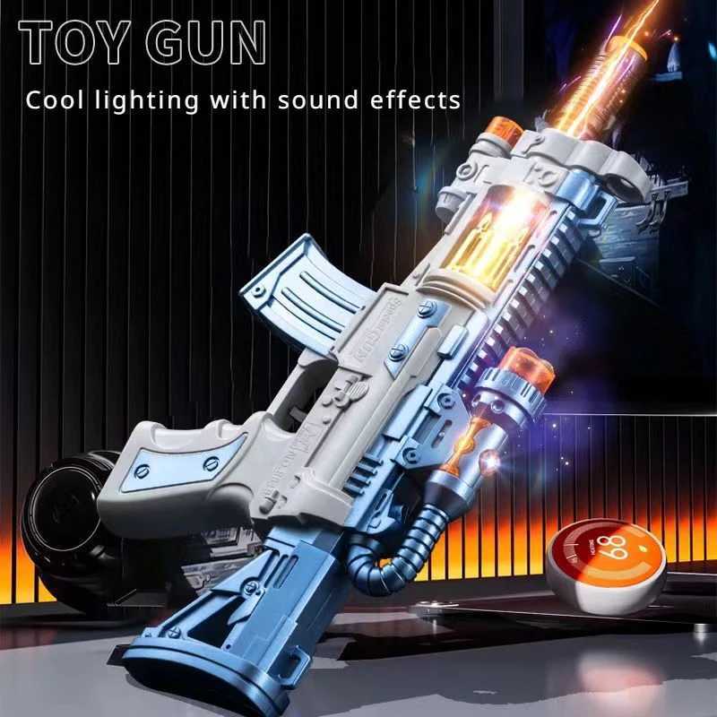 Gunspeelgoed verlicht Toy Gun Sound Effect Spinning LED Non-Firing Pistol Roterend Gun Politie Role Play Prop Kids Birthday Gift 240416