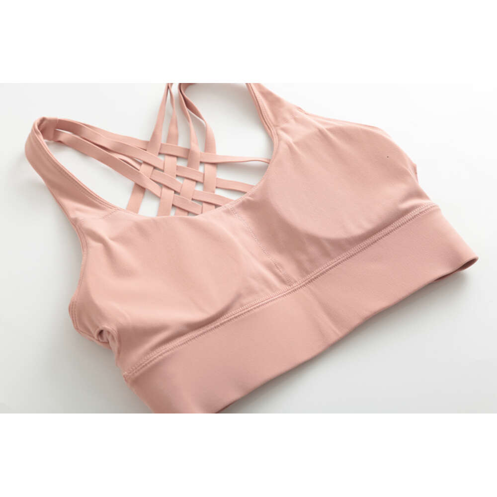 Lijn strappy sport lu opgevulde achterste beha's voor vrouwen medium ondersteuning gym training slijtage push up fiess yoga crop tops brassiere siere citroen gym