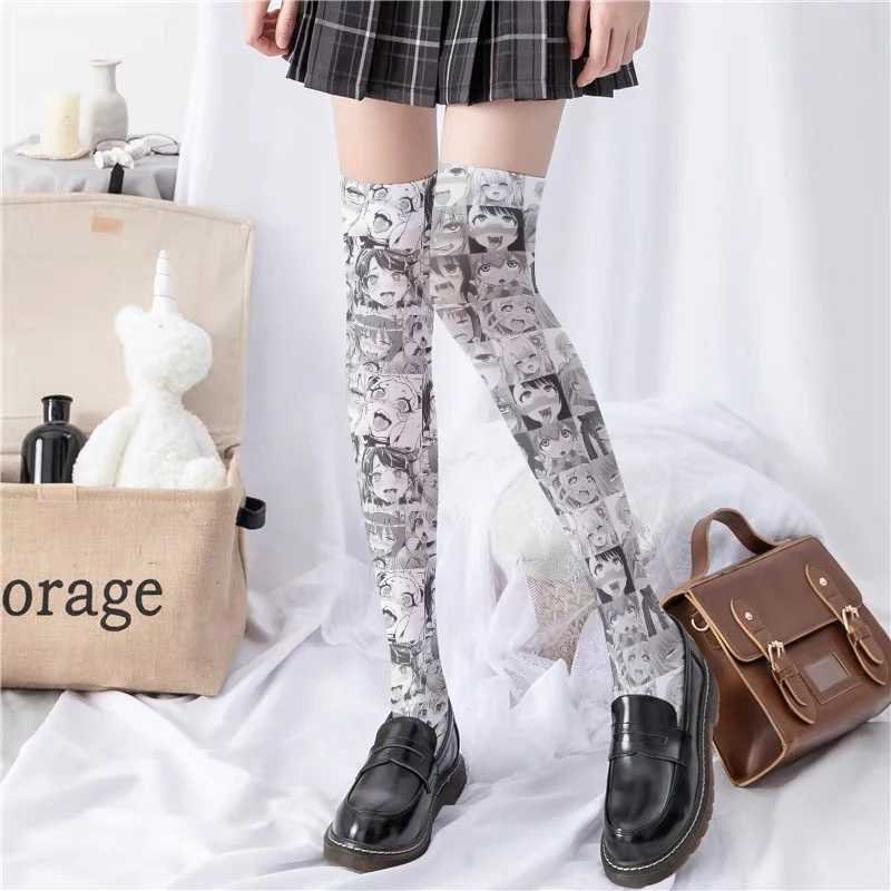 Sexy Socken Cartoon Print lange Socken sexy Womans Strümpfe dünne Knie High Socken süß für Sommer Frauen Cosplay Nylon Strümpfe 240416