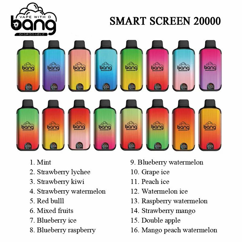 Original Bang 20000 Puff Disposable E Cigaretter Mesh CoilPod Battery laddningsbara elektroniska cigs Puff 0% 2% 3% 5% 28 ML Förspillad POD 650mAh Vape Pen Kit Anpassningsbar