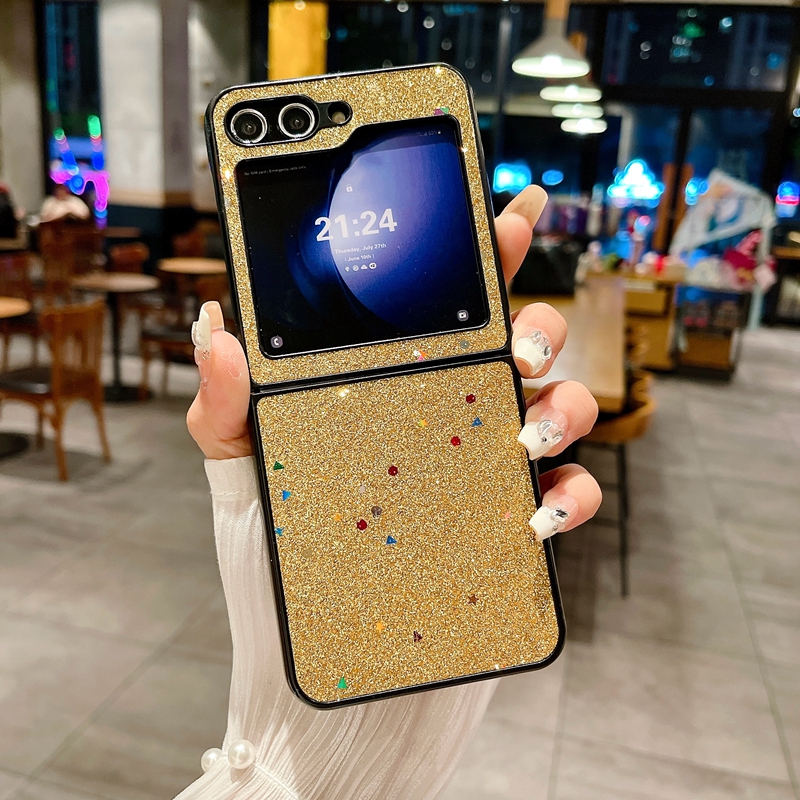 ZFlip5 Luxury Bling Star Sparkle PU Leather Cases For Samsung Galaxy Z Flip 5 4 3 Flip5 Flip4 Glitter Girls Women Lady Hard PC Plastic Shockproof Folding Fashion Cover