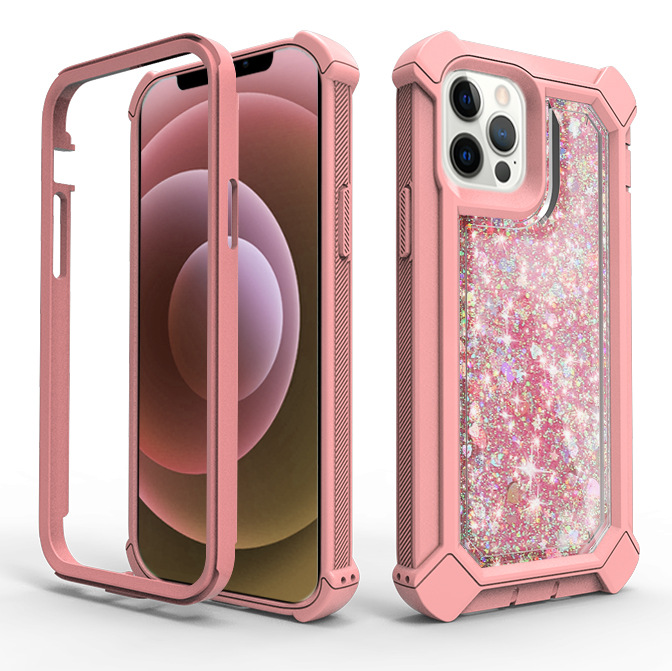 새로운 도착 액체 반짝이 퀵 모래 아이폰 케이스 2in 1 TPU+PC 휴대 전화 케이스 iPhone 15 14 13 12 Pro Max Plus 용 휴대 전화 커버