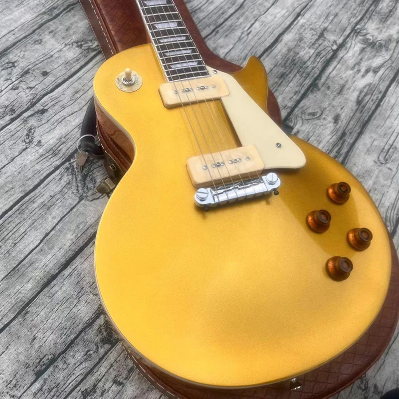 Gitarr 2022 Hot Selling Electric Guitar Gold Powder Shiny Surface Professional Performance Nivå Gratis leverans till hem.