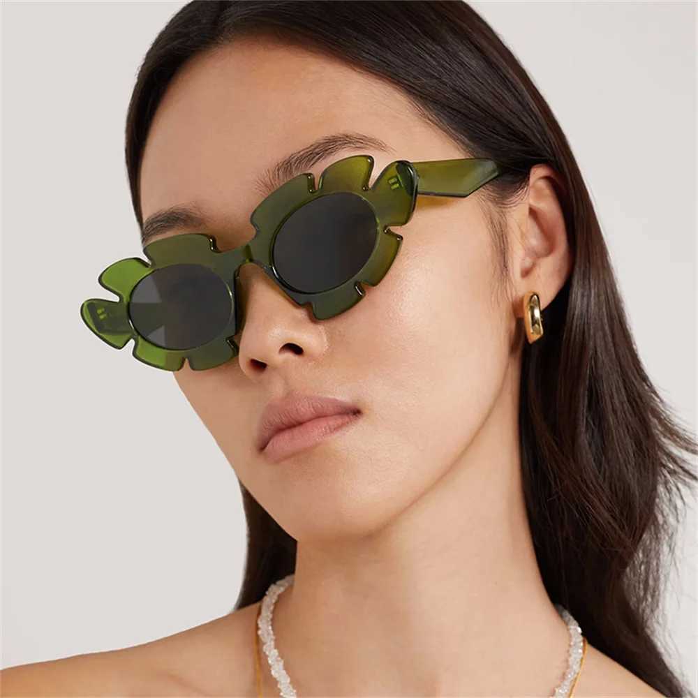 Occhiali da sole Flower Shape Gat Eye O occhiali da sole Donne Vintage Eyewear Women/Men Brand Glasses for Women Party Gafas de Sol 240416