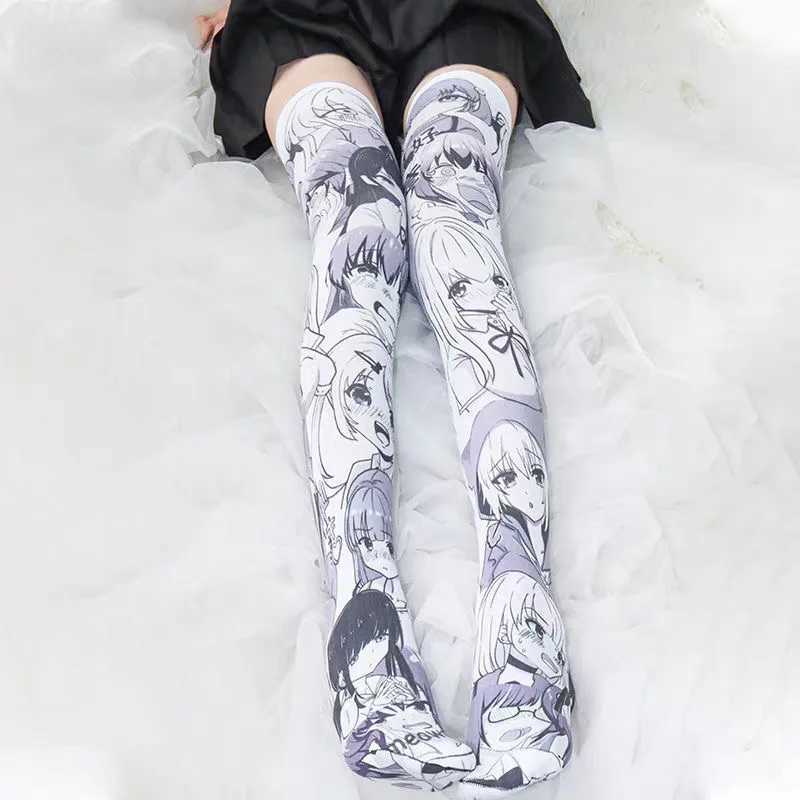 Chaussettes sexy dessins animés bas de dimension en deux dimensions fille anime japonaise sexy mignon cosplay over-the-knee tube personnalité de personnalité velours 240416