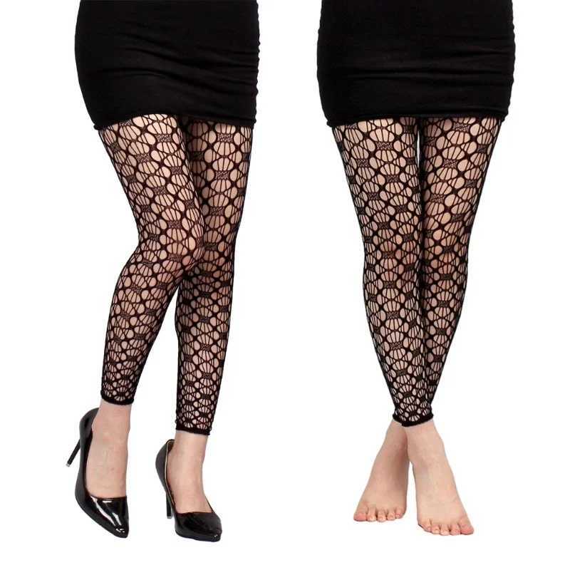 Sexy Socks Womens Sexy Patterned Fishnet Footless Tights High Waist Net Footless Leggings Pantyhose Sheer Thigh High Stockings 240416