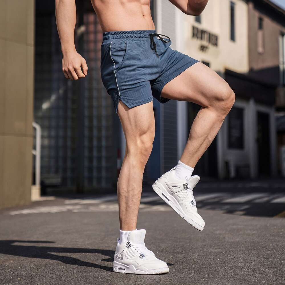 Fiess, sport, vrijetijdsshorts, snel drogen voor heren, ademende, zomerloop training gym mesh kleurblok nieuwe stijl F41632