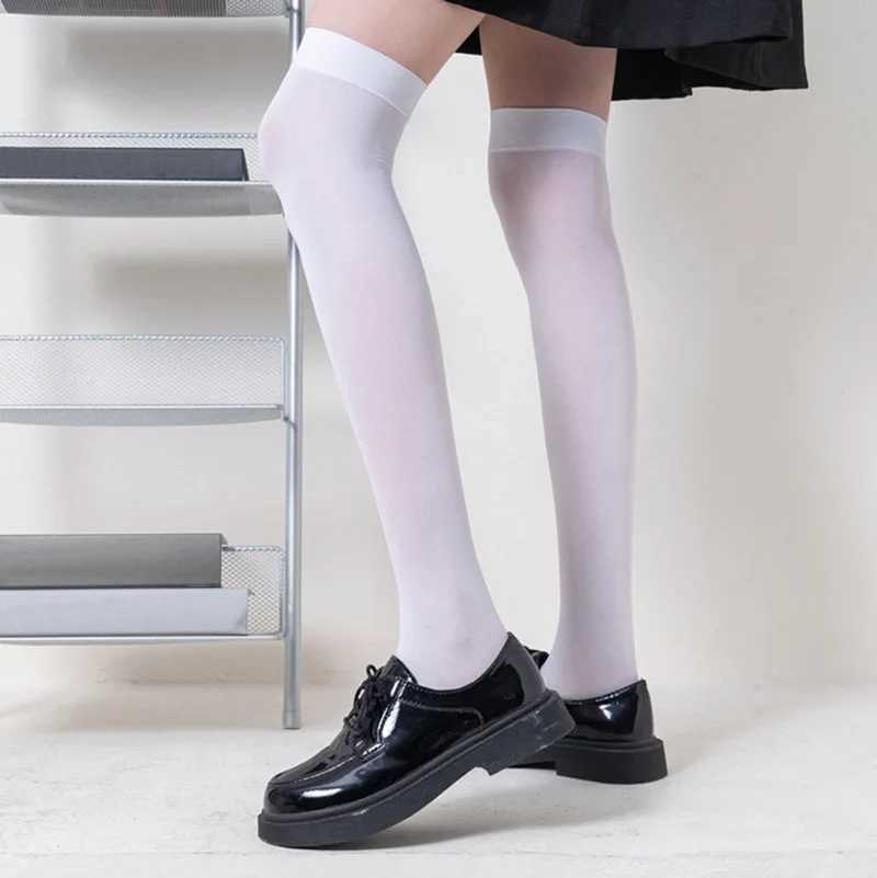 Сексуальные носки jk nops socks милые черно белая лолита длинные узкие носки с твердым цветом колена высокие носки мода Kawaii косплей сексуальные нейлоновые чулки 240416