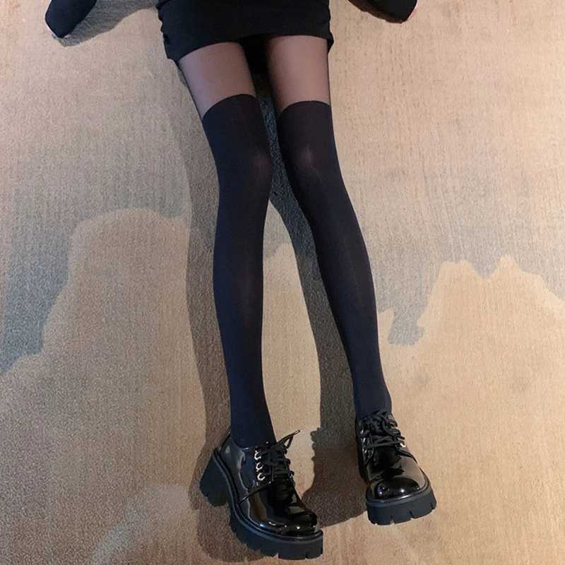 Seksowne skarpetki kobiety seksowne czarne stylowe zabarwione czyste rajstopy o wysokiej pończochy rajstopy upuść wysyłkę 240416