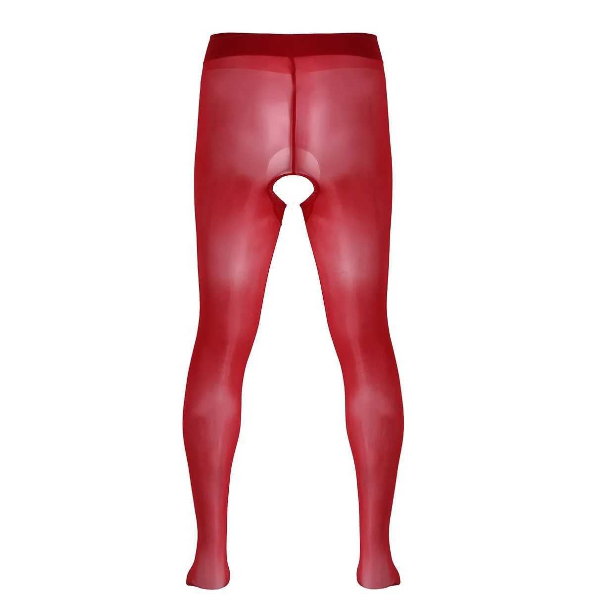 Sexiga strumpor gay män underkläder is siden byxor botten våtskakning patent crotchless sexig benging smal fit öppen gren leggings tight byxor byxor 240416